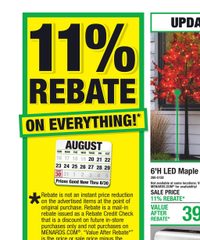 Menards Ad 11% Rebate* Sale August 19 - 31, 2026