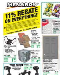Menards 11% Rebate* Sale September 23 - October 4, 2026